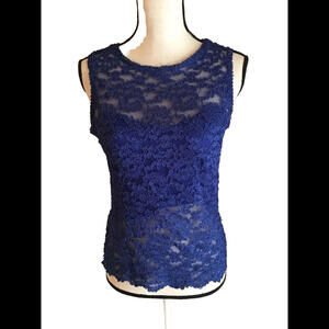 👚🦋The Travel Collection - Tank Shirt Top Size M Medium - Blue Lace
